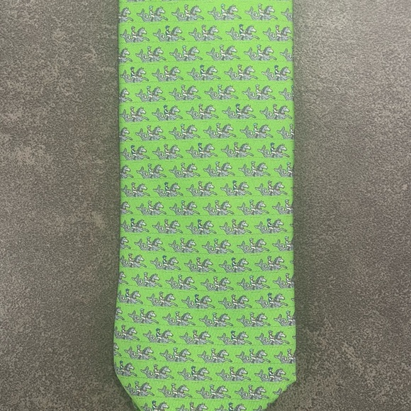 HERMES Horses with Rider in Vivid Green Luxury Silk Tie EUC - Picture 5 of 9